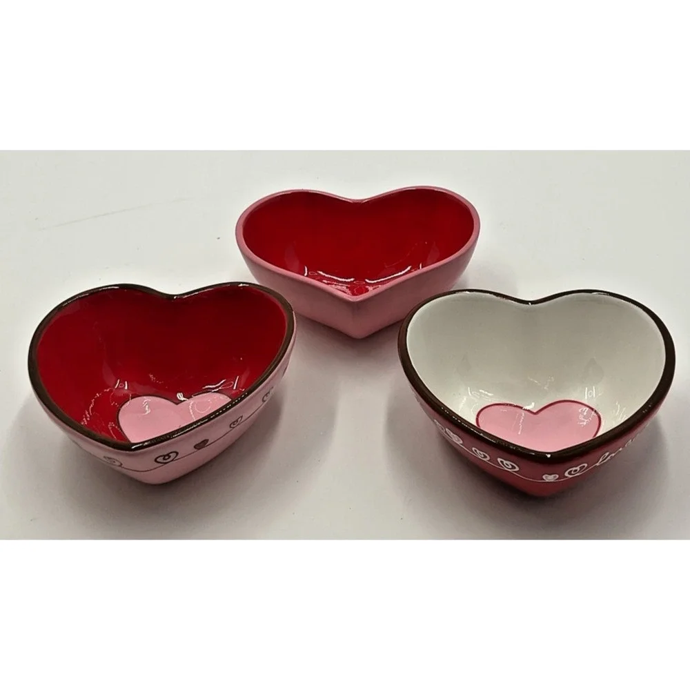 Valentine's Day Heart Ceramic‎ Bowl Set of 3